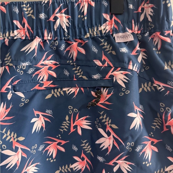 Magellan Outdoors Athletic Shorts Blue and Pink Floral  Design - Picture 3 of 8